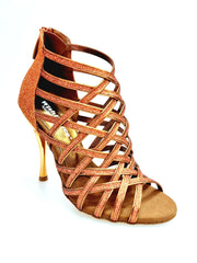 Load image into Gallery viewer, Intrigo (780) - Scarpa da Donna in Glitter Bronzo con Tacco a Spillo Laminato Oro Ramato