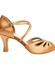 Carica immagine nella Galleria, DADA DIAMOND QC (L55) - SCARPA DA BALLO DA DONNA IN RASO SETA BRONZO TAN CON SWAROVSKI BOREALI CINTURINO INCROCIATO SUL COLLOPIEDE TACCO A ROCCHETTO