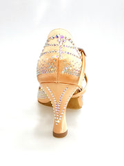 Load image into Gallery viewer, DADA Diamond QC (L55) - Scarpa da Ballo da Donna in Raso Carne cinturino incrociato al collopiede con Swarovski Boreali Tacco a Rocchetto