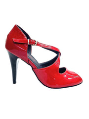 Load image into Gallery viewer, DANY Red (R.L. by WISH DANCE) - Scarpa da donna in Pelle di Vernice Rossa con Tacco a Spillo largo Smaltato nero