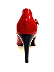 Load image into Gallery viewer, DANY Red (R.L. by WISH DANCE) - Scarpa da donna in Pelle di Vernice Rossa con Tacco a Spillo largo Smaltato nero