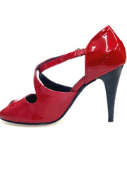 Load image into Gallery viewer, DANY Red (R.L. by WISH DANCE) - Scarpa da donna in Pelle di Vernice Rossa con Tacco a Spillo largo Smaltato nero