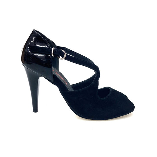 Camoscio Nero Tallone Vernice Nera Tacco a spillo largo Smaltato nero DANY Black F.3407 Wish Dance, vista laterale