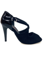 Load image into Gallery viewer, DANY Black F.3407 (R.L. by WISH DANCE ) - Camoscio Nero Tallone Vernice Nera Tacco a spillo largo Smaltato nero