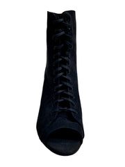 Carica immagine nella Galleria, ALEXIS Black (Art. 132) - Mezzo Stivaletto con Zip in Camoscio Nero Tacco a Rocchetto Rivestito camoscio Nero