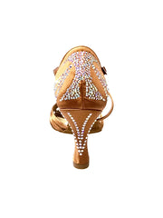 Carica immagine nella Galleria, Fabiana SW (205/6) - Scarpa da Ballo Donna Raso Seta Bronzo Tallone con Swarovski con Tacco a Rocchetto
