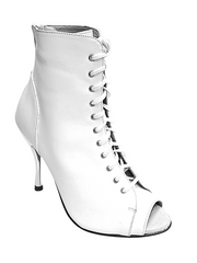 Carica immagine nella Galleria, ALEXIS White Angel (Art. 132) - Mezzo Stivaletto con Zip in Pelle Bianca Tacco a Spillo in Alluminio Laminato Argento