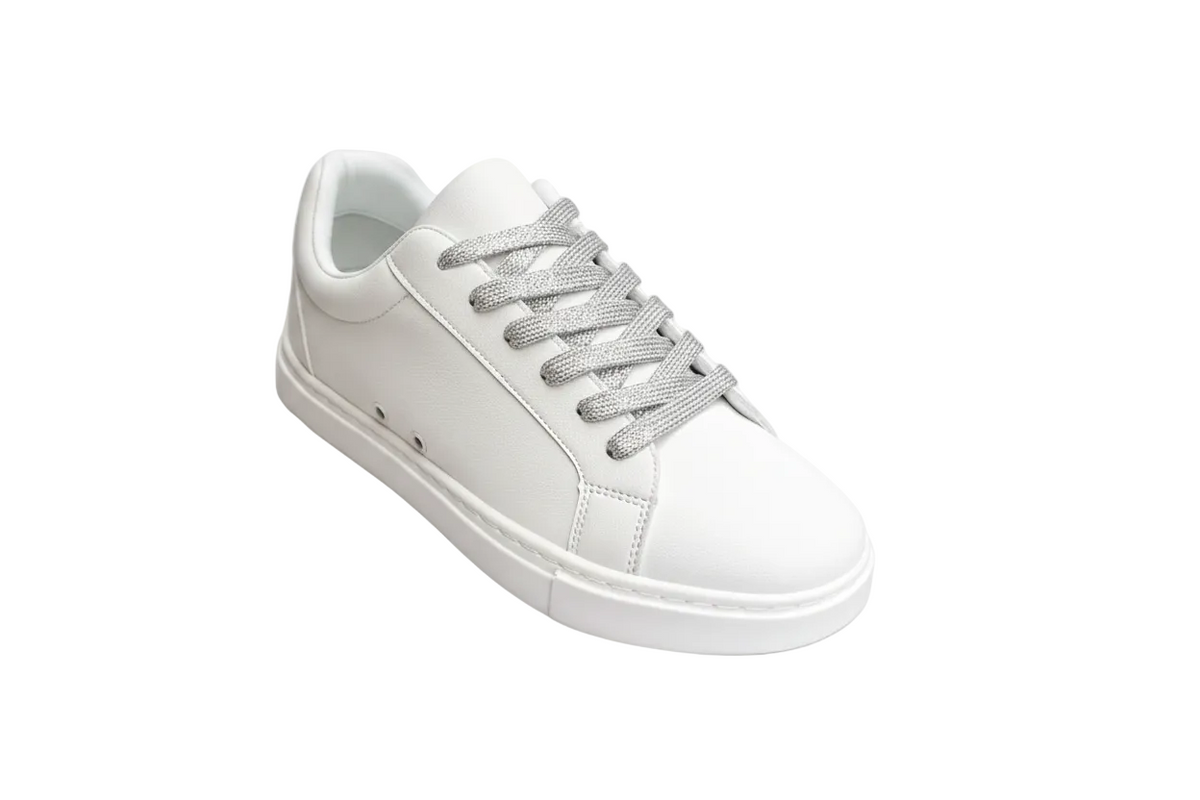 Sneaker Ecopelle Totale Bianca materiale Vegan confort Light Flex Suola in Gommina e Resina Tecnica Cerchi, vista dall'alto