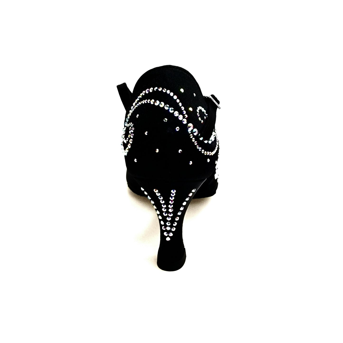 Scarpa da ballo Martina Wish Dance Shop in raso seta nero con Swarovski Boreali e tacco a rocchetto, dettagli eleganti.