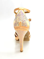 Carica immagine nella Galleria, ALMA Dream (LP3) - Scarpa da Ballo da Donna in Raso seta Carne Flash con Swarovski Boreali Cinturino Doppio alla Caviglia Plateau e Tacco Alto a Spillo Largo