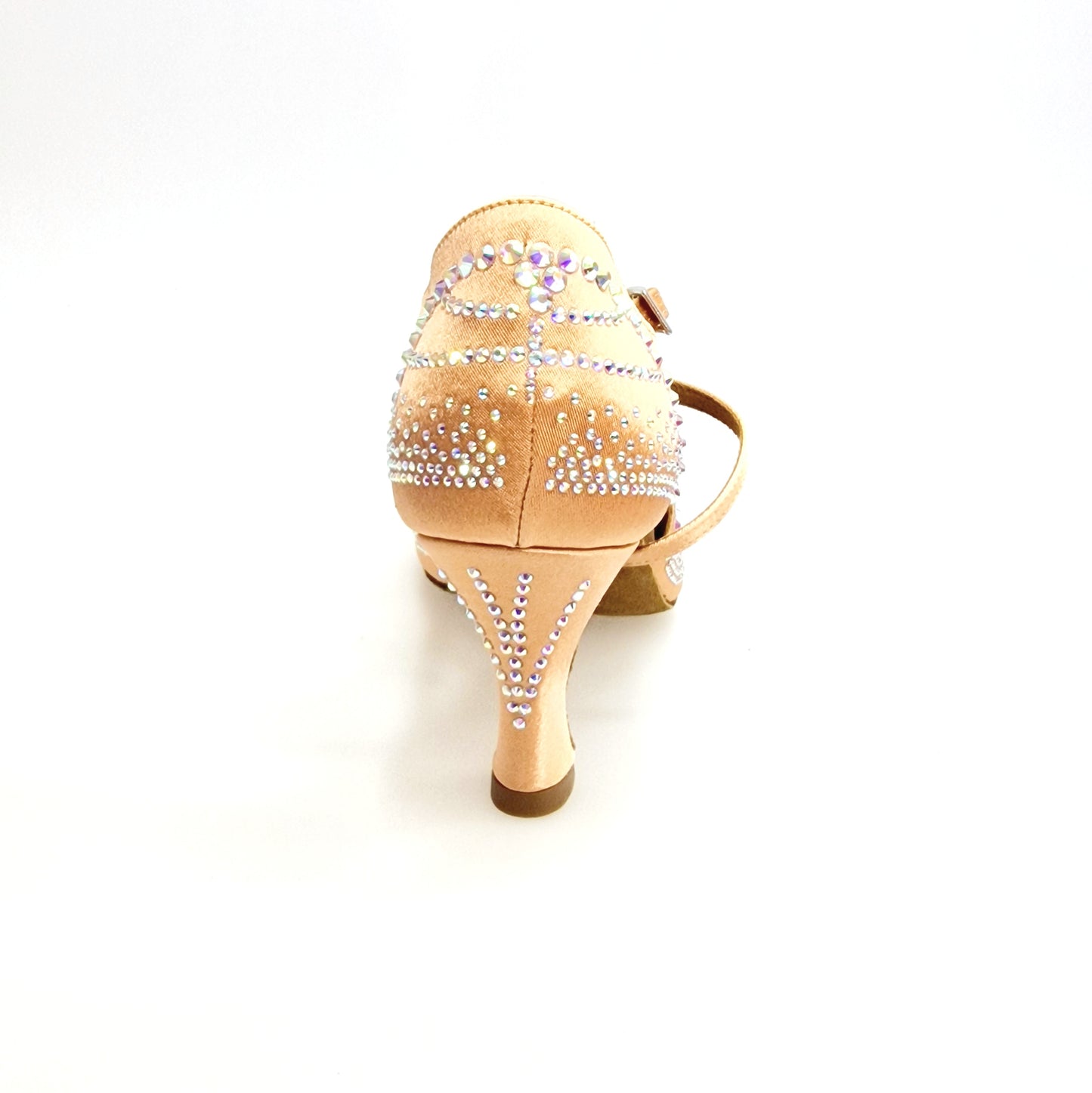 Scarpa da ballo donna DADA DIAMOND QC in raso seta carne con Swarovski, cinturini incrociati e tacco a rocchetto, elegante e brillante