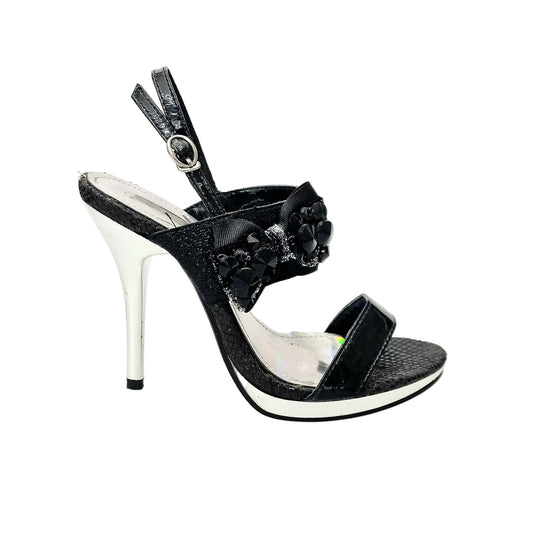 Sandalo DEMY Plt Wish Dance Shop con plateau nero, tacco a spillo largo e design elegante, visibile in primo piano.