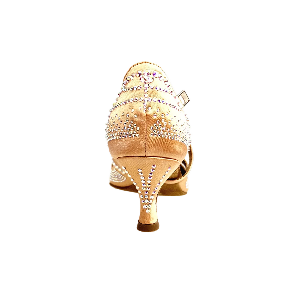 Scarpa da ballo donna DADA DIAMOND QC in raso seta carne con Swarovski, cinturino incrociato e tacco basso, Wish Dance Shop