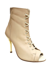 Load image into Gallery viewer, ALEXIS Flesh (Art. 132) - Mezzo Stivaletto con Zip in Pelle Rosa Carne Tacco a Spillo in Alluminio Laminato Oro