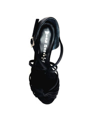 Load image into Gallery viewer, Patty QC (28QC) - Scarpa Basica Da donna in Raso Nero Con 6 Fascette e Cinturino Incrociato sul Collo Piede tacco basso a Spillo largo