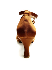 Carica immagine nella Galleria, Patty 5F QB N (072 QB N) - Scarpa da Ballo Basica da Donna in Raso Seta Bronzo Dark Nodino con 5 Fascette Foderate Pelle