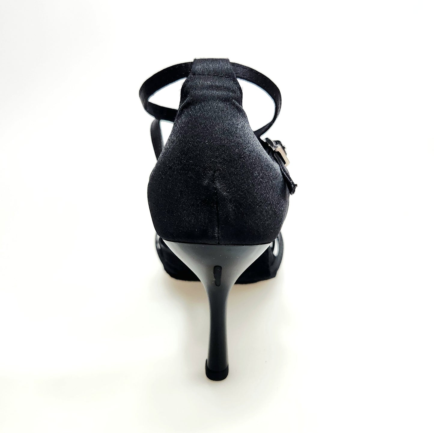 Scarpa da ballo Wish Dance Shop Pepa (210/6) donna con tacco stiletto, nodino in raso seta nero e fascette in camoscio.