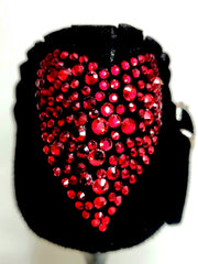 Carica immagine nella Galleria, LUNA Plus Black Cuore SW Red F.3407 (R.L. by WISH DANCE) - Sandalo da donna in camoscio nero Rouche di Tulle arricciato e Cuore di Swarovski Rosso con Tacco a Spillo Smaltato nero