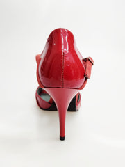 Carica immagine nella Galleria, GILDA SW  F.626  (R.L. by WISHDANCE) -  Sandalo da Donna in Pelle di Vernice Rossa Camoscio Rosso con Gioiello Swarovski Kristall incastonato Tacco a Spillo Smaltato Rosso