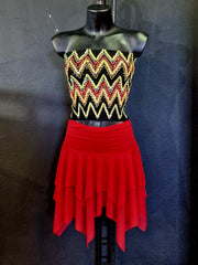 Carica immagine nella Galleria, DANILA - Gonna a Punte Tagliata a Mano libera doppio Tessuto Microfibra Bielastica e Tulle Bielastico Tono su Tono