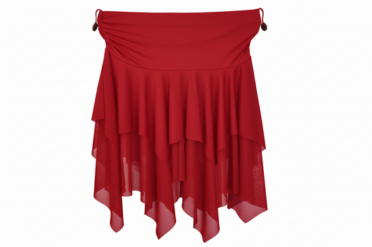 Gonna a Punte Tagliata a Mano libera doppio Tessuto Microfibra Bielastica e Tulle Bielastico Tono su Tono, vista frontale