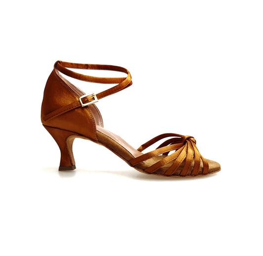 Scarpa basica da Donna in raso Bronzo Patty QB Wish Dance, vista laterale