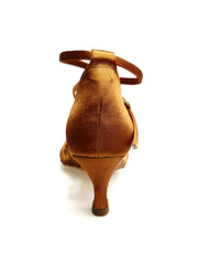 Load image into Gallery viewer, Patty QB (28QB) - Scarpa basica da Donna in raso Bronzo con 6 fascette e Cinturino doppio sulla caviglia con Tacco Basso a Rocchetto