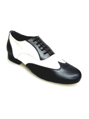 Load image into Gallery viewer, Fred (MS12) - Stringata Coda di Rondine Mod. Oxford Scarpa in Pelle Nera e Pelle Bianca Forma Tonda