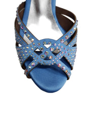 Load image into Gallery viewer, SAMIRA (L19) - Scarpa da Ballo in Raso Seta Azzurro Cielo Con Swarovski Boreali e Tacco Basso a Rocchetto