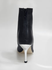 Carica immagine nella Galleria, ALEXIS Black Silver (Art. 132) - Mezzo Stivaletto con Zip in Pelle Nera Tacco a Stiletto Squadrato Sottile in Alluminio Laminato Argento