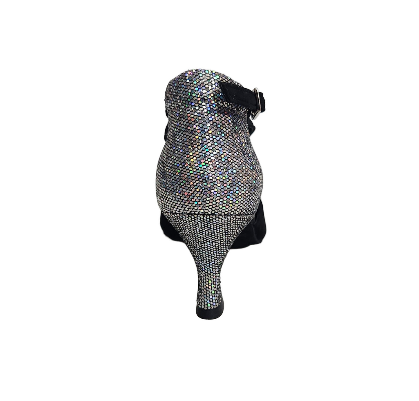 Scarpa da donna Wish Dance Shop CUCCARINI ELITE 178PT in camoscio nero e tessuto boreale argento, semichiusa elegante.