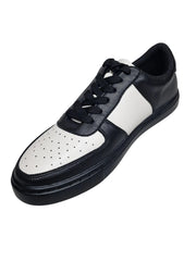 Carica immagine nella Galleria, REY Black/White (L0701FCE) - Sneaker in Ecopelle Vegan Bianca e Nera Suola Nera in Gommina e Resina Tecnica Cerchi Bianchi Pivot