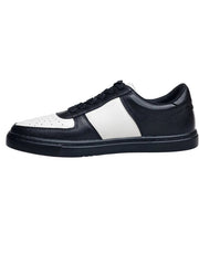 Carica immagine nella Galleria, REY Black/White (L0701FCE) - Sneaker in Ecopelle Vegan Bianca e Nera Suola Nera in Gommina e Resina Tecnica Cerchi Bianchi Pivot