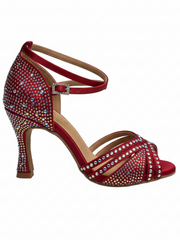 Carica immagine nella Galleria, LULY Dreams Gold ( L3/L640 ) - Scarpa da Ballo da Donna in Raso Oro Flash cinturino incrociato alla Caviglia con Strass Boreali Tacco a Rocchetto