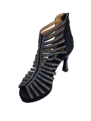 Carica immagine nella Galleria, KARINA Dreams (LP7/R1006) - Sandalo a Tronchetto con Plateau Da Donna in Morbido Simil Camoscio Con Strass Boreali con Plateau Flex e Tacco a Rocchetto