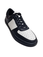 Carica immagine nella Galleria, REY Black/White (L0701FCE) - Sneaker in Ecopelle Vegan Bianca e Nera Suola Nera in Gommina e Resina Tecnica Cerchi Bianchi Pivot