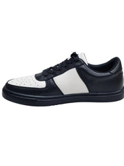 Carica immagine nella Galleria, REY Black/White (L0701FCE) - Sneaker in Ecopelle Vegan Bianca e Nera Suola Nera in Gommina e Resina Tecnica Cerchi Bianchi Pivot
