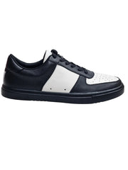 Carica immagine nella Galleria, REY Black/White (L0701FCE) - Sneaker in Ecopelle Vegan Bianca e Nera Suola Nera in Gommina e Resina Tecnica Cerchi Bianchi Pivot