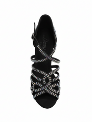 Load image into Gallery viewer, NORA Dreams Gold (L2576S) - Scarpa da Ballo da Donna in Raso Oro Flash cinturino incrociato al Collopiede con Strass Boreali Tacco a Rocchetto