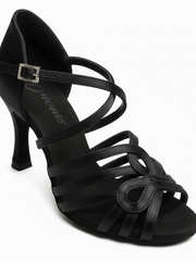 Load image into Gallery viewer, NORA Dreams Gold (L2576S) - Scarpa da Ballo da Donna in Raso Oro Flash cinturino incrociato alla Caviglia con Strass Boreali Tacco a Rocchetto