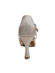 Load image into Gallery viewer, NORA Dreams Gold ( L2576S ) - Scarpa da Ballo da Donna in Raso Oro Flash cinturino incrociato alla Caviglia con Strass Boreali Tacco a Rocchetto