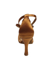 Carica immagine nella Galleria, Patrizia QB (QB) - Scarpa Basica da Donna con Nodino in Raso Bronzo Tan con 6 fascette e Cinturino doppio sulla caviglia con Tacco a Rocchetto