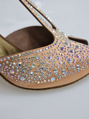 Load image into Gallery viewer, MIRIAM Temptation Plus (L6) - Scarpa Da Donna in Raso Seta Carne Flash Con Swarovski Boreali e Tacco a Rocchetto