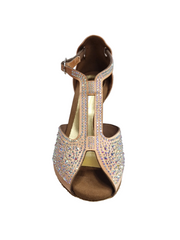 Load image into Gallery viewer, MIRIAM Temptation Plus (L6) - Scarpa Da Donna in Raso Seta Carne Flash Con Swarovski Boreali e Tacco a Rocchetto