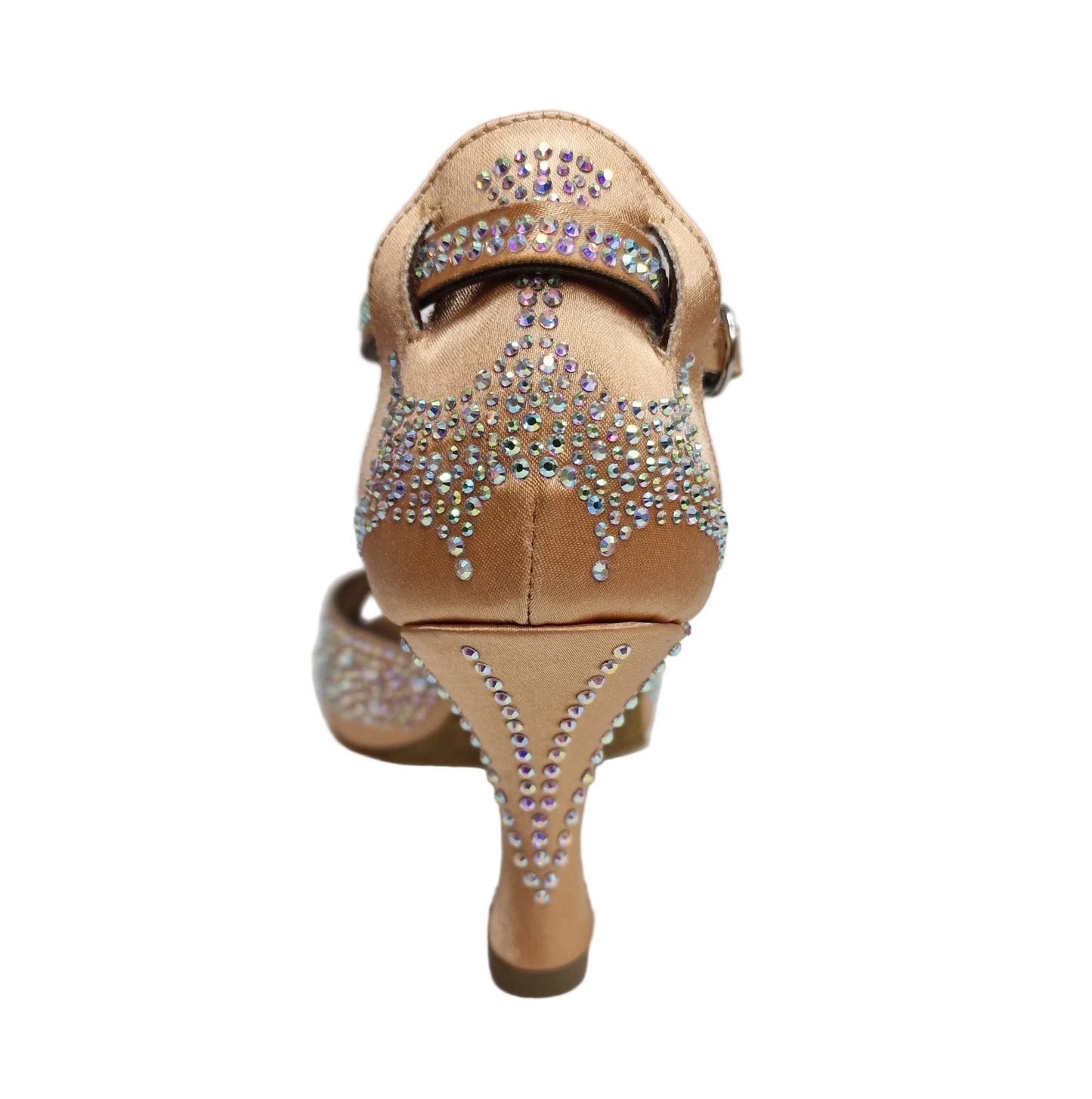 Scarpa da donna Miriam Temptation Plus Wish Dance Shop in raso seta carne con Swarovski boreali e tacco rocchetto.