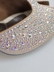 Load image into Gallery viewer, MIRIAM Temptation Plus (L6) - Scarpa Da Donna in Raso Seta Rosa Cipria con Swarovski Boreali e Tacco a Rocchetto