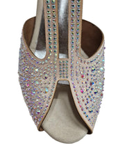 Load image into Gallery viewer, MIRIAM Temptation Plus (L6) - Scarpa Da Donna in Raso Seta Rosa Cipria con Swarovski Boreali e Tacco a Rocchetto