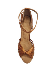 Load image into Gallery viewer, Patrizia QB (ST2026/7) - Scarpa Basica da Donna con Nodino in Raso Bronzo Tan con 7 fascette e Cinturino doppio sulla caviglia con Tacco a Rocchetto