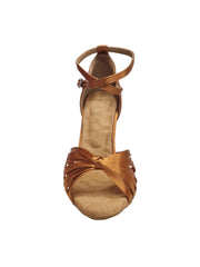 Load image into Gallery viewer, Patrizia QB (ST2026/7) - Scarpa Basica da Donna con Nodino in Raso Bronzo Tan con 7 fascette e Cinturino doppio sulla caviglia con Tacco a Rocchetto