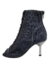Carica immagine nella Galleria, ALEXIS Silver Black (Art. 132) - Mezzo Stivaletto con Zip in Sunseet Canna di Fucile Tacco a Stiletto Squadrato Sottile in Alluminio Laminato Grigio Canna di Fucile
